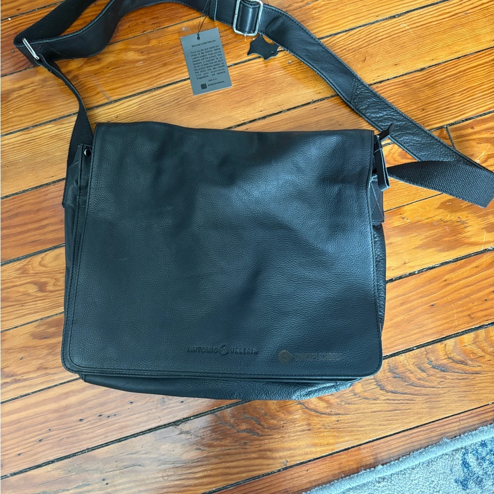 Black Leather Messenger Bag